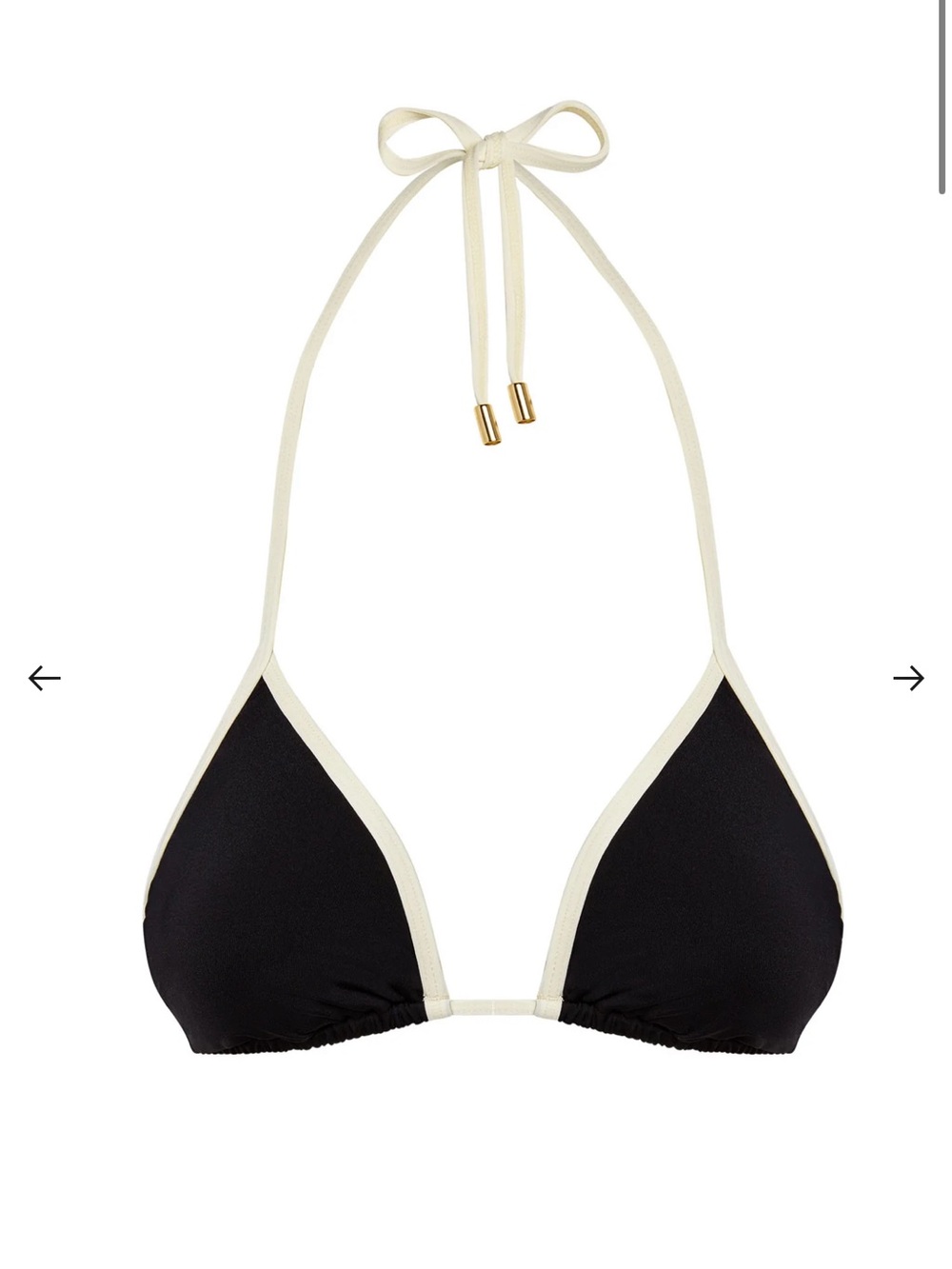 Monday Swimwear Black Paloma Triangle Bikini Top with Cream Trim